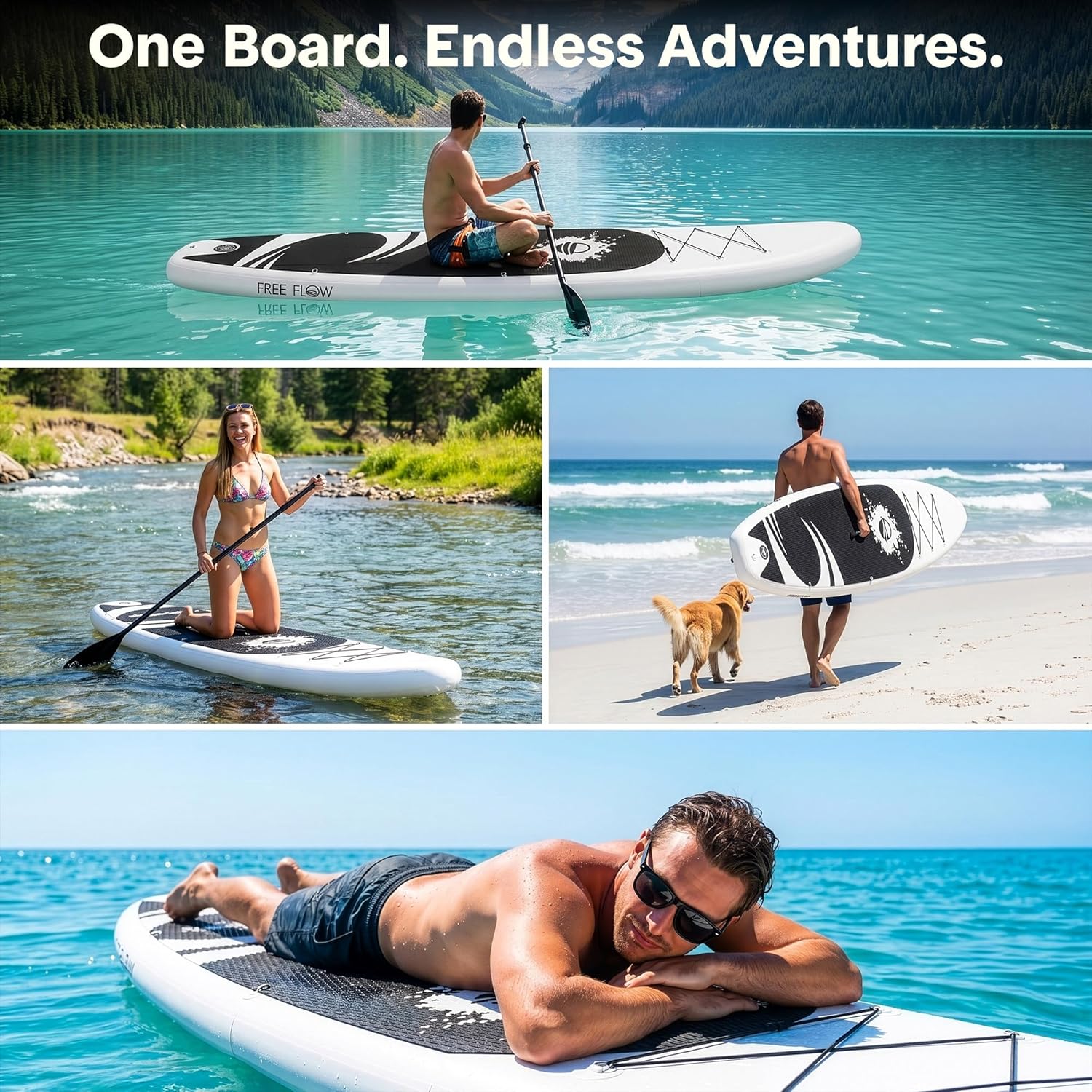 SereneLife Inflatable Stand Up Paddle Board - Wide Stable Design, Non-Slip Deck for Adults & Youth with Premium Paddle Board Accessories: Carry Bag, Dual Action Pump, Paddle, Ankle Leash