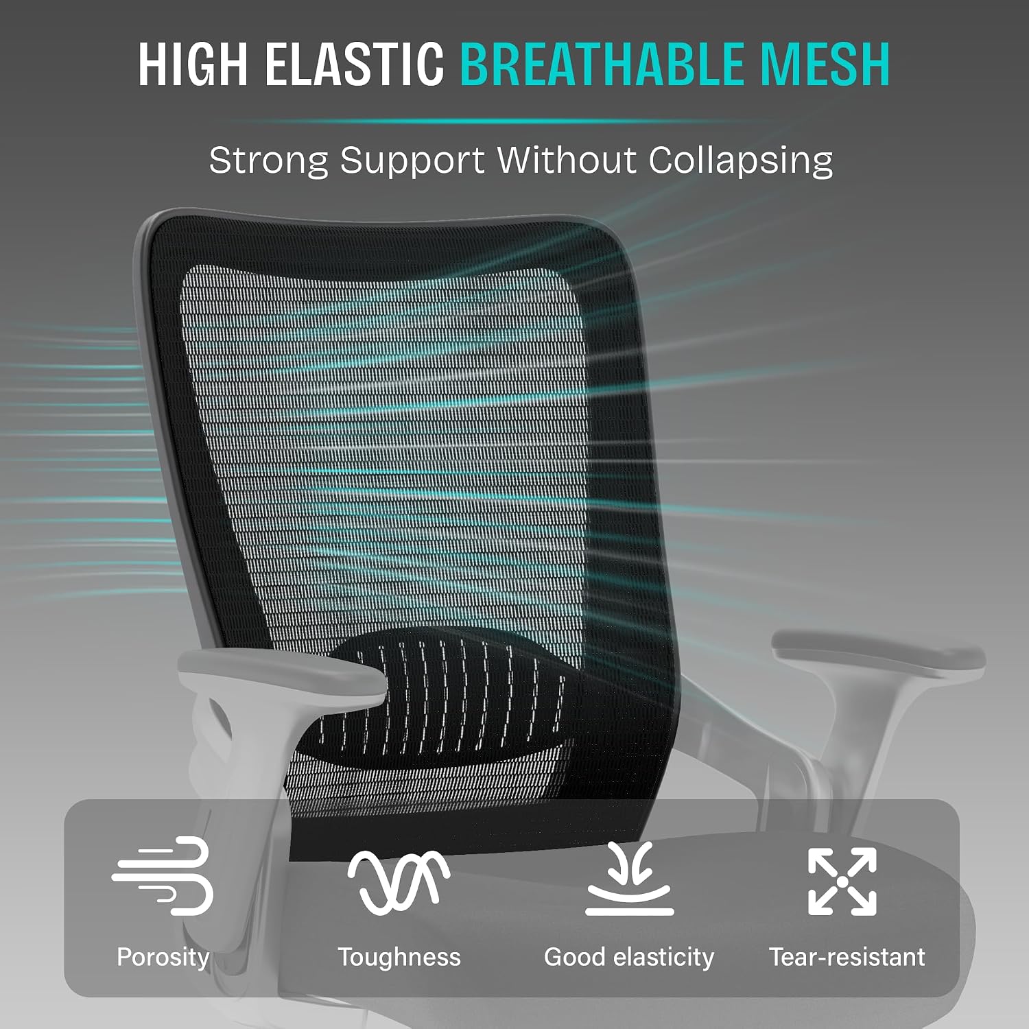 SUNNOW Office Chair, Ergonomic Computer Desk Chair, Sturdy Executive Task Chair - Adjustable Lumbar Support, Flip-up Arms, Tilt Function, Comfy Wide Seat, Swivel Mesh Home Office Desk Chairs (Black)