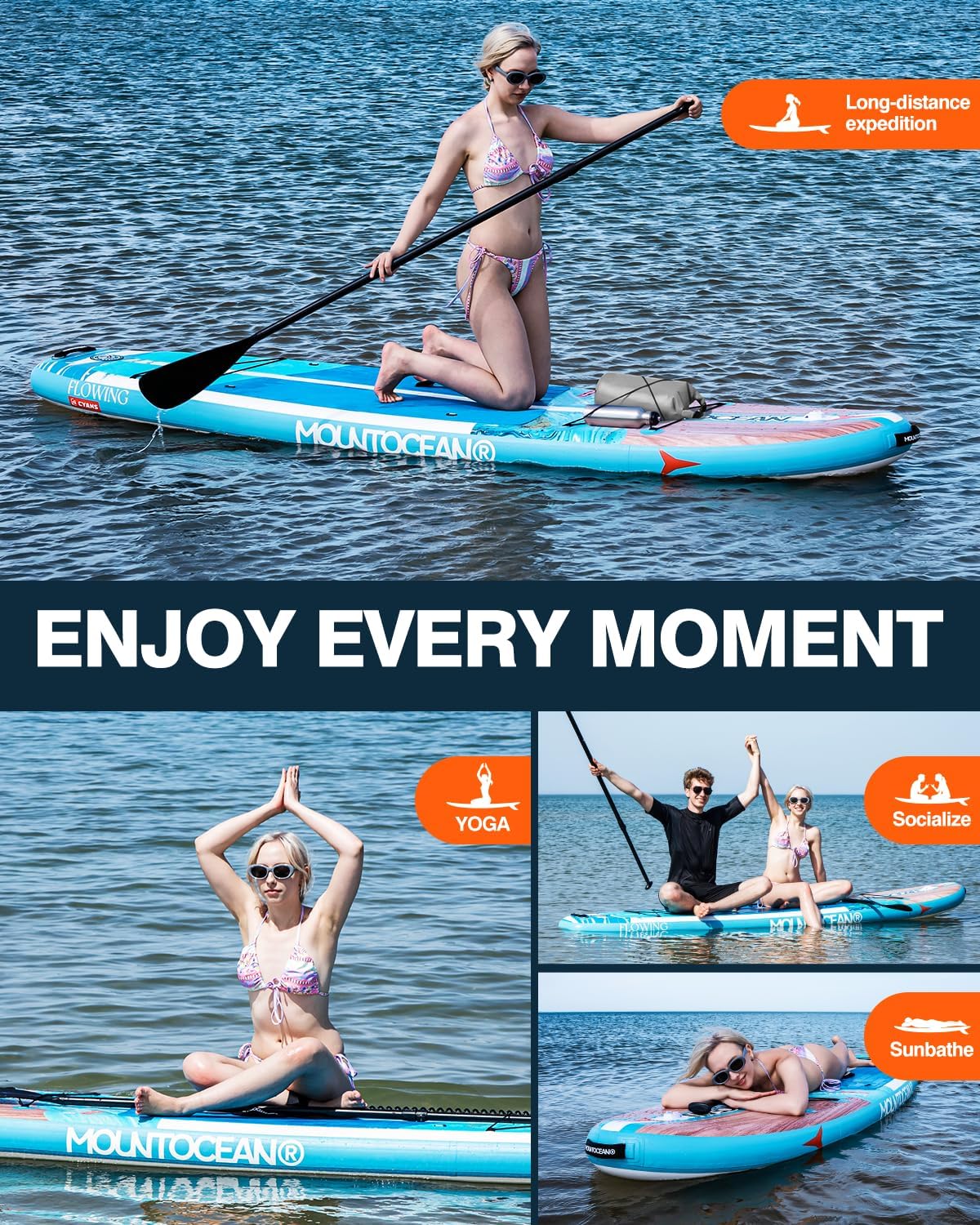 Mountocean 10'6' Inflatable Stand Up Paddle Board - 450lbs Max Capacity Ultra-Stable SUP for Adults & Youth - Non-Slip EVA Deck, All-Around ISUP with Complete Accessories