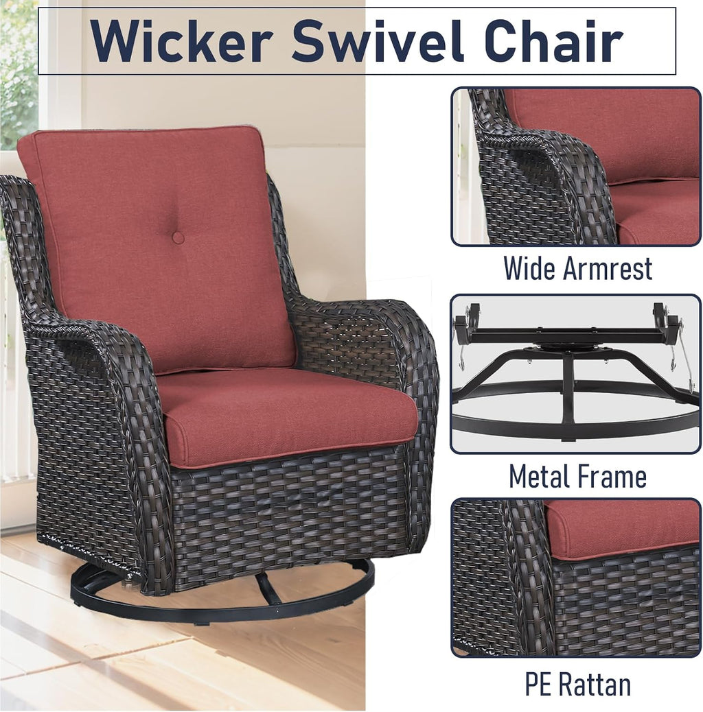 Swivel Rocker Patio Chairs：2 Pieces Patio Swivel Rocker Chairs with Wicker Armrests Patio Swivel Rocking Chairs Outdoor Swivel Rocker Patio Chair
