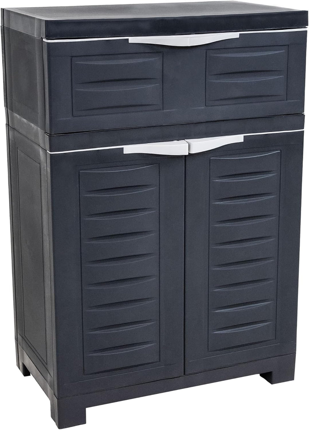Sunnydaze 34.5' H Resin Garage Storage Cabinet - Garage Cabinet with Adjustable Shelf - Freestanding Utility Storage for Laundry Room, Office, Basement - Charcoal