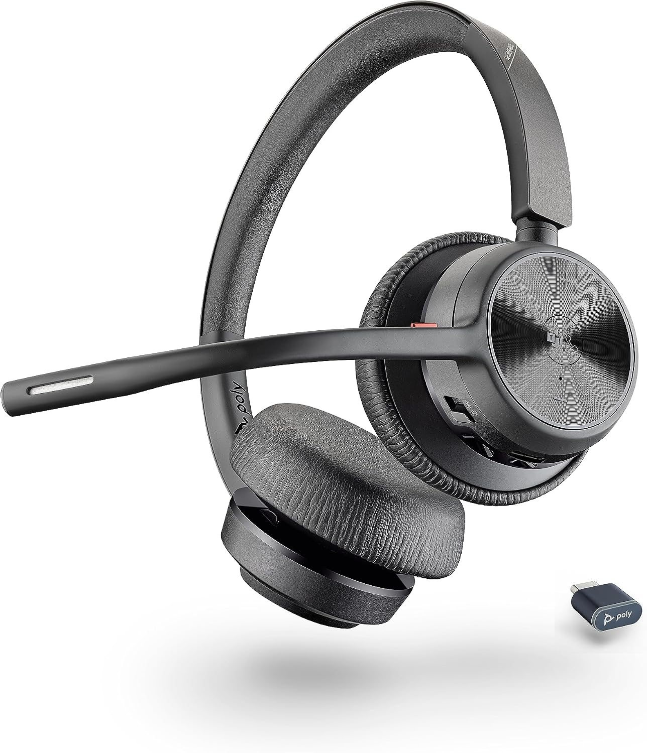 Poly Voyager 4320 UC Wireless Headset, Bluetooth Headphones with Mic - Noise-Canceling Boom Mic - Connect to PC via USB-C to USB-A Adapter, Cell Phone via Bluetooth - Microsoft Teams Certified