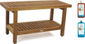 AquaTeak The Original 36' Grate Teak Shower Bench with Shelf Two-Step Care Kit