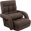 42-Position Adjustable Floor Chair, Chaise Lounge Chair Indoor,Comfy Folding Lazy Sofa Chair for Adults with Armrests and a Pillow Padded,Gaming Chairs for Living Room,Bedroom,Fabric,Brown