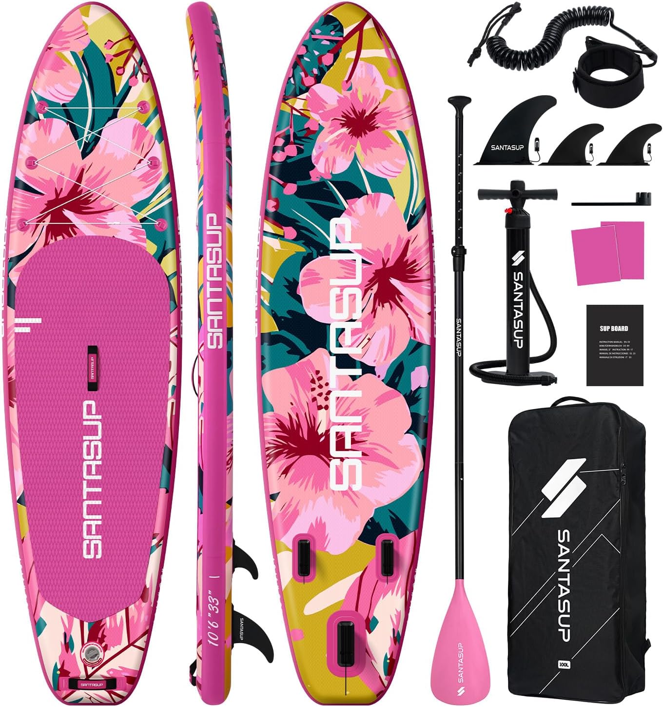 10'6'/11'Wide Inflatable Stand Up Paddle Board for Adults & Youth of All Skill Levels, with Premium SUP Paddleboard Accessories, Anti-Slip EVA Deck