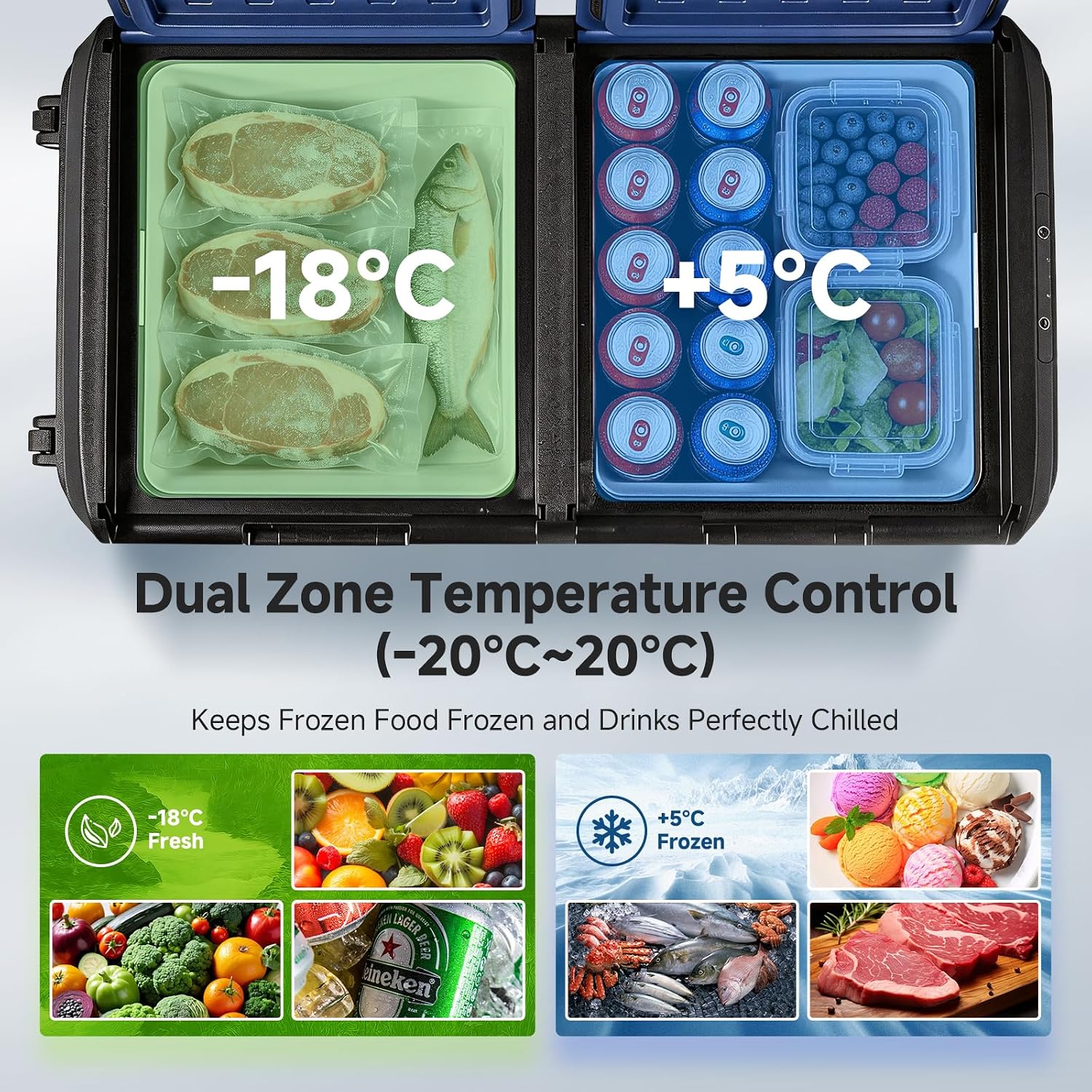 BODEGA COOLER Car Refrigerator Dual Zone,79QT Portable Freezer -4°F to 68°F, 12V Electric Cooler with Wheels & Handle, Ultra-Quiet ≤31dB, Fast Cooling for Camping, RV, Van Life & Road Trips