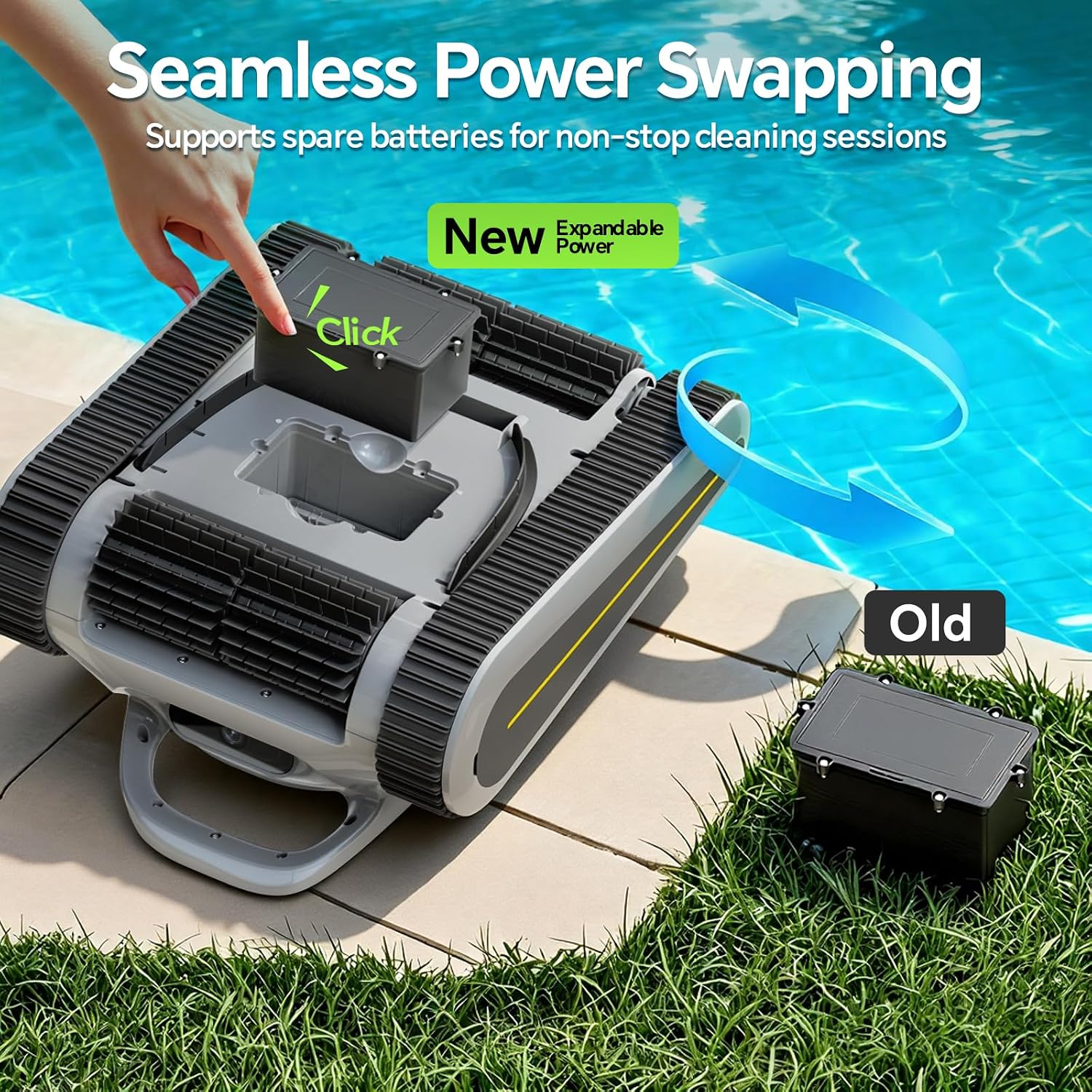 Pool Vacuum for Inground Pools & Above Ground Pool, Cordless Robotic Pool Cleaner with 180W Brushless Motor, 3-Hour Runtime, Wall-Climbing Pool Robot Scrubber for Pools up to 2150 Sq.Ft.