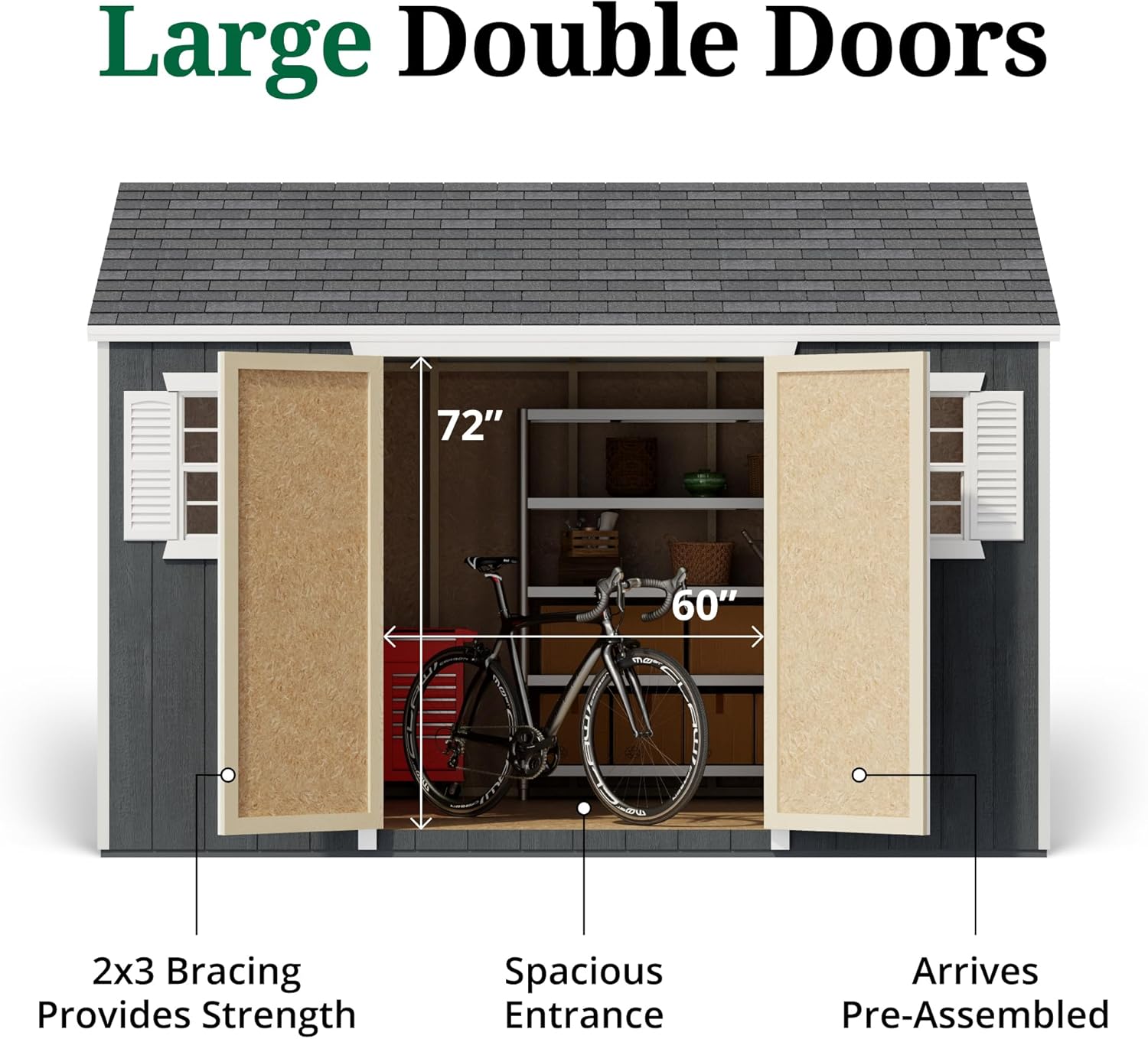 Little Cottage Co. 10x12 Value Workshop Shed with Operable Windows and Floor, Outdoor Wood Storage Do-It-Yourself Precut Kit
