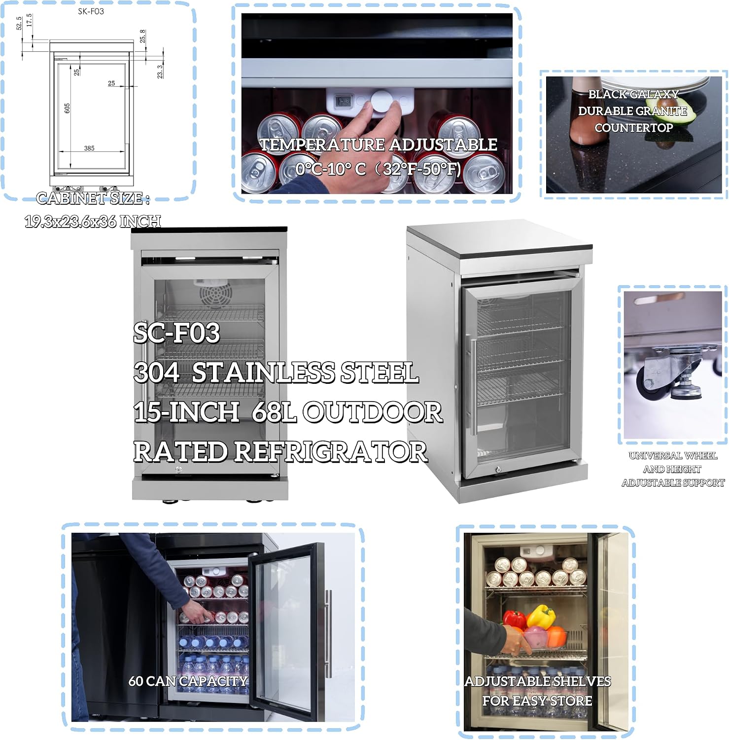 Modular Outdoor Kitchen BBQ Island, 85' Outdoor Kitchen Propane Gas Island Grill with Sink, Compact Refrigerator, Storage Cabinets, Rotisserie Kit (Silver, 85')
