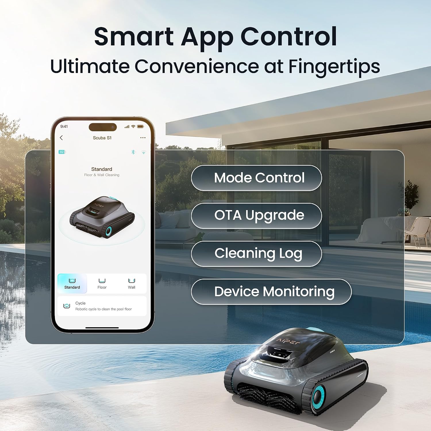 (2026 Upgrade) Aiper Scuba S1 Robotic Pool Cleaner, Weekly Custom Cleaning Plan, 270 Min Runtime, Smarter Navigation with 11 High-Precision Sensors, App Support-Obsidian（Renewed）