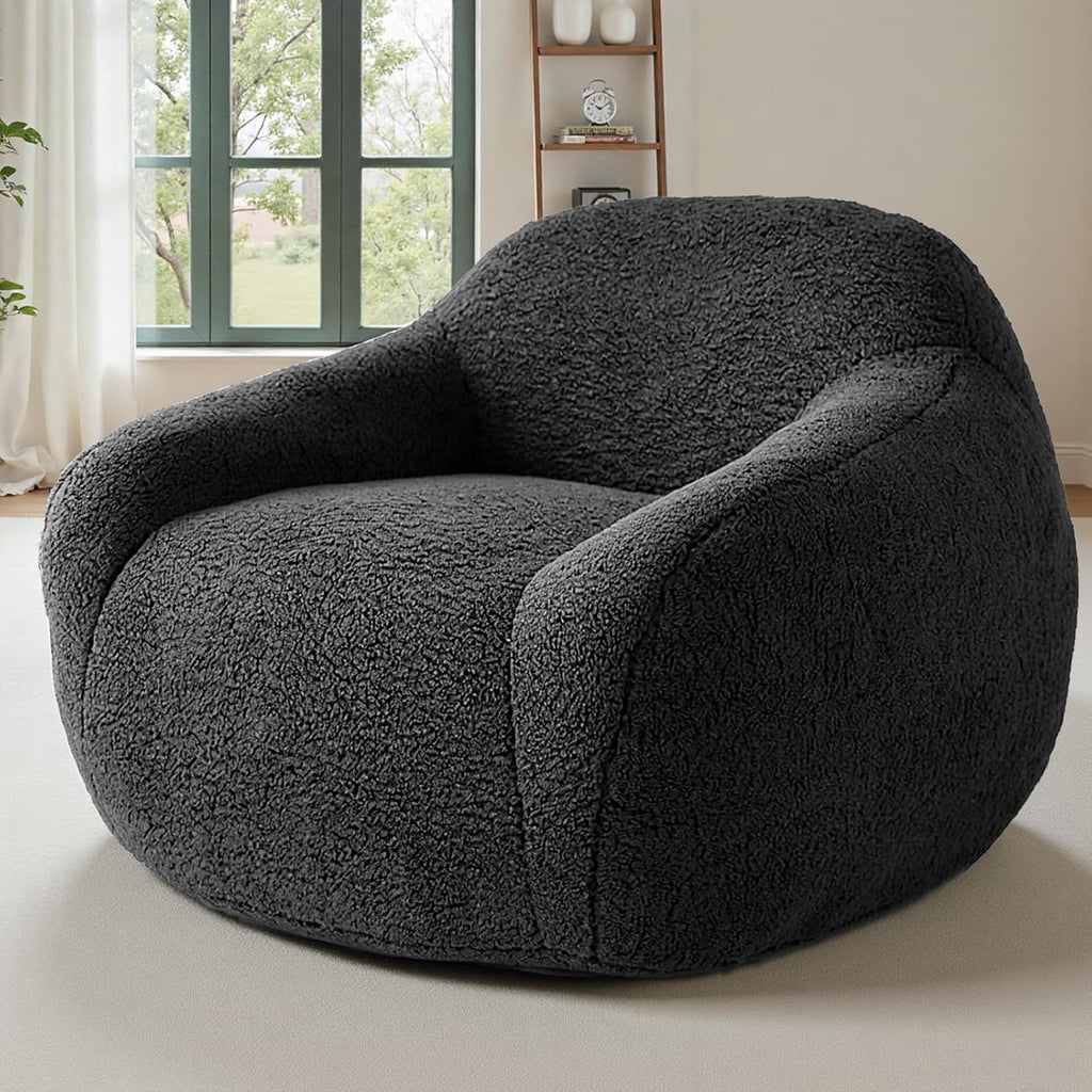 Large Bean Bag Chairs, Gaming Bean Bag Chairs for Adults and Kids, Giant Bean Bag Chair Oversized Beanbag Couch Big Lazy Sofa Lounge Chair with Armrest for Living Room/Bedroom (Dark Gray, Single)
