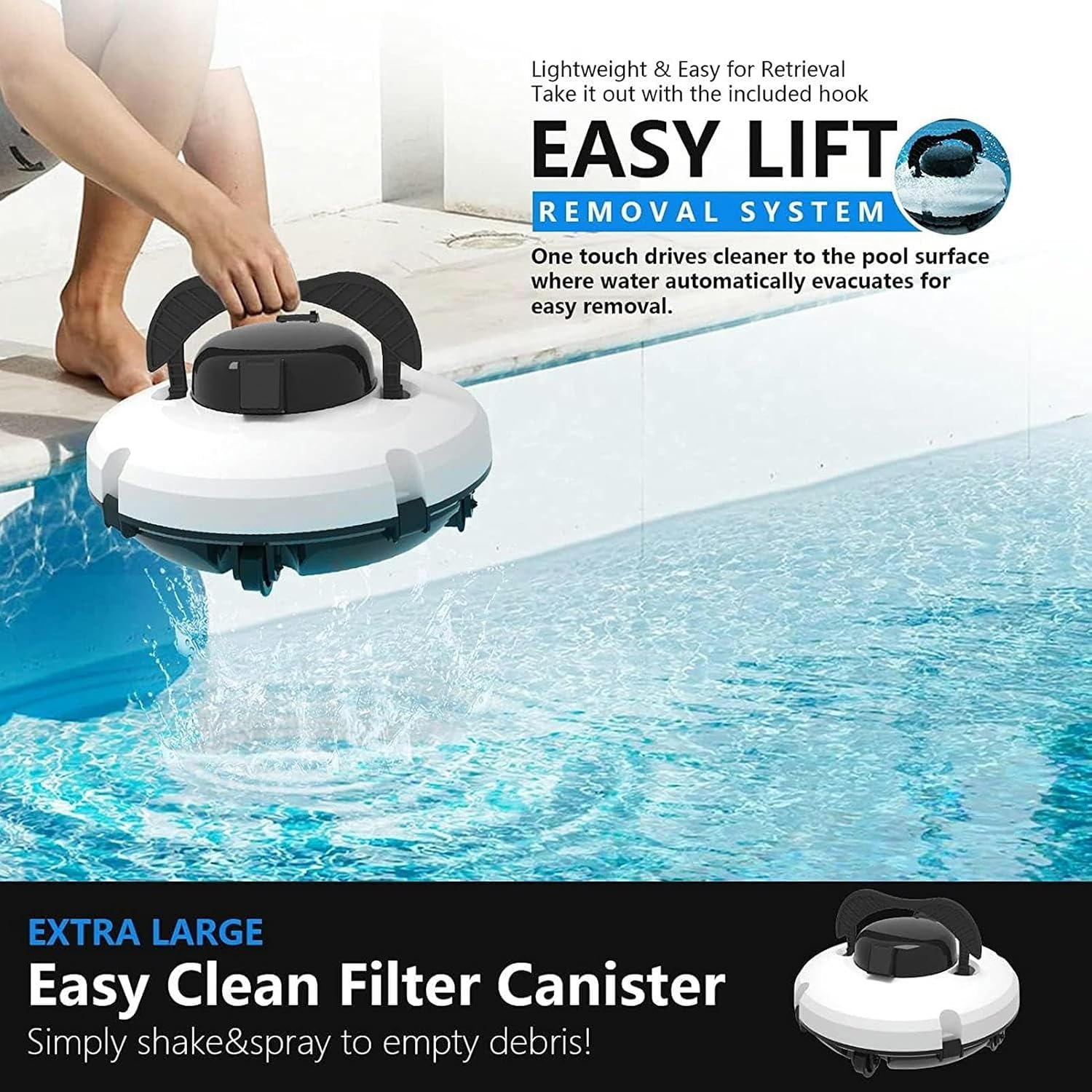 Fully Wall Climbing Pool Cleaning Robot, Ideal for Pools up to 860 Sq.Ft – Intelligent Pool Vacuum Cleaner with Upgraded Ultra-Fine Filters