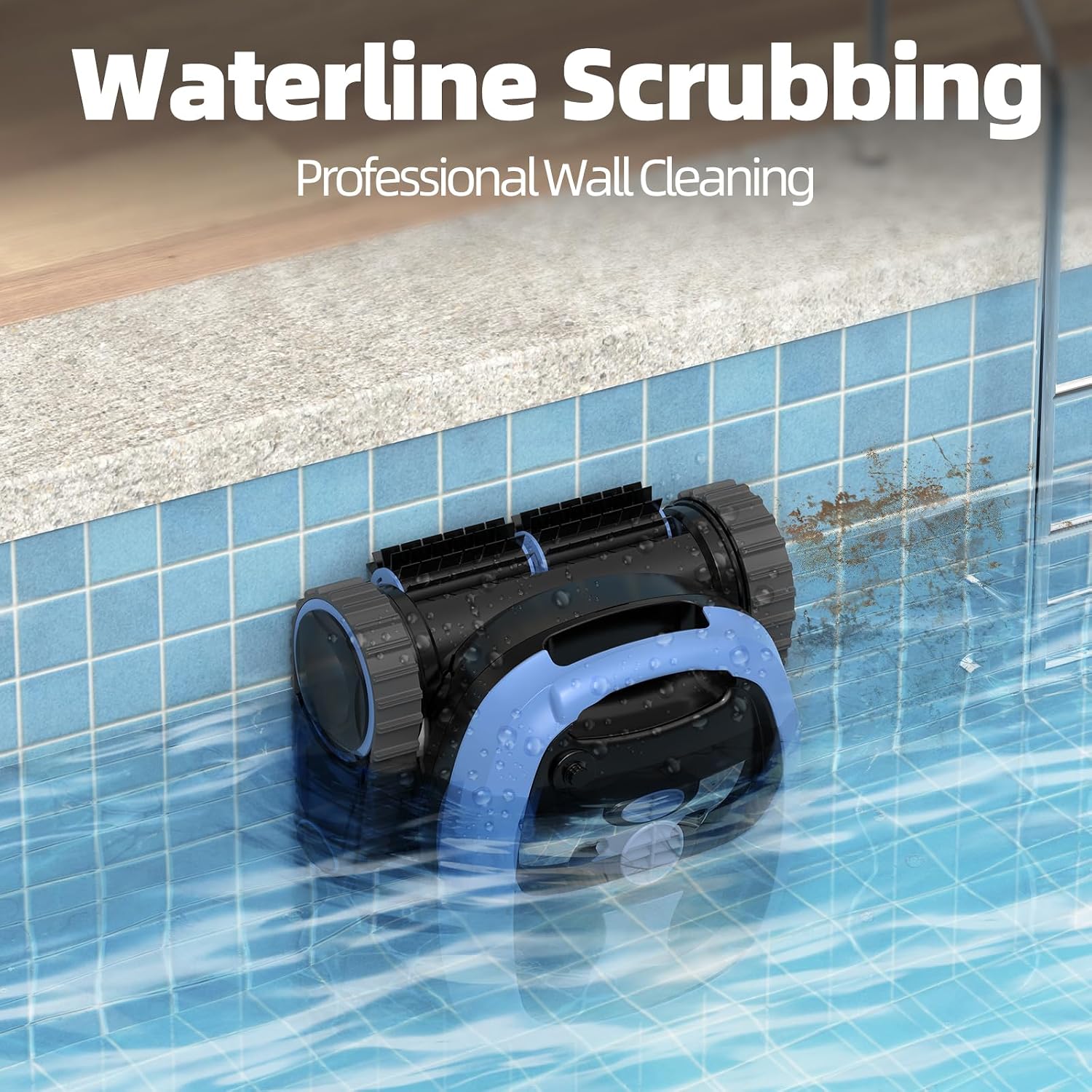 Cordless Robotic Pool Cleaner, Wall & Waterline Cleaning, Intelligent Path Planning, 180Mins Runtime, Pool Vacuum for Inground Pools up to 3,229 Sq.ft