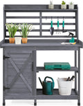 Yaheetech Outdoor Potting Bench, Large Horticulture Work Table Workstation with Storage Cabinet Shelf & Planting Working Console for Patio/Lawn/Garden - Gray