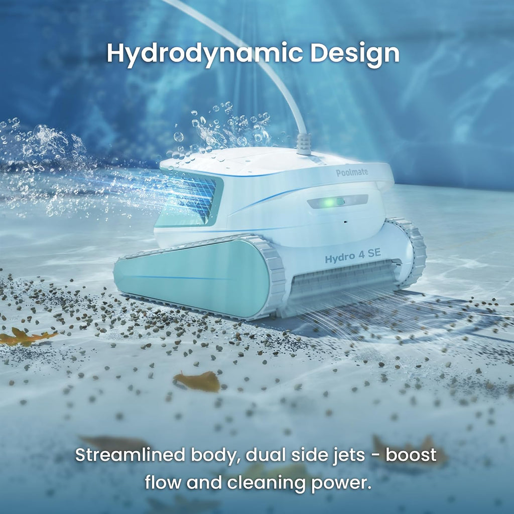 Hydro 4SE Robotic Pool Cleaner, Wired Automatic Pool Vacuum with Wall & Waterline Cleaning, Oversized Top-Loading Filter, Dual Inlet System Pool Robot for Inground/Above-Ground Pools Up to 40FT
