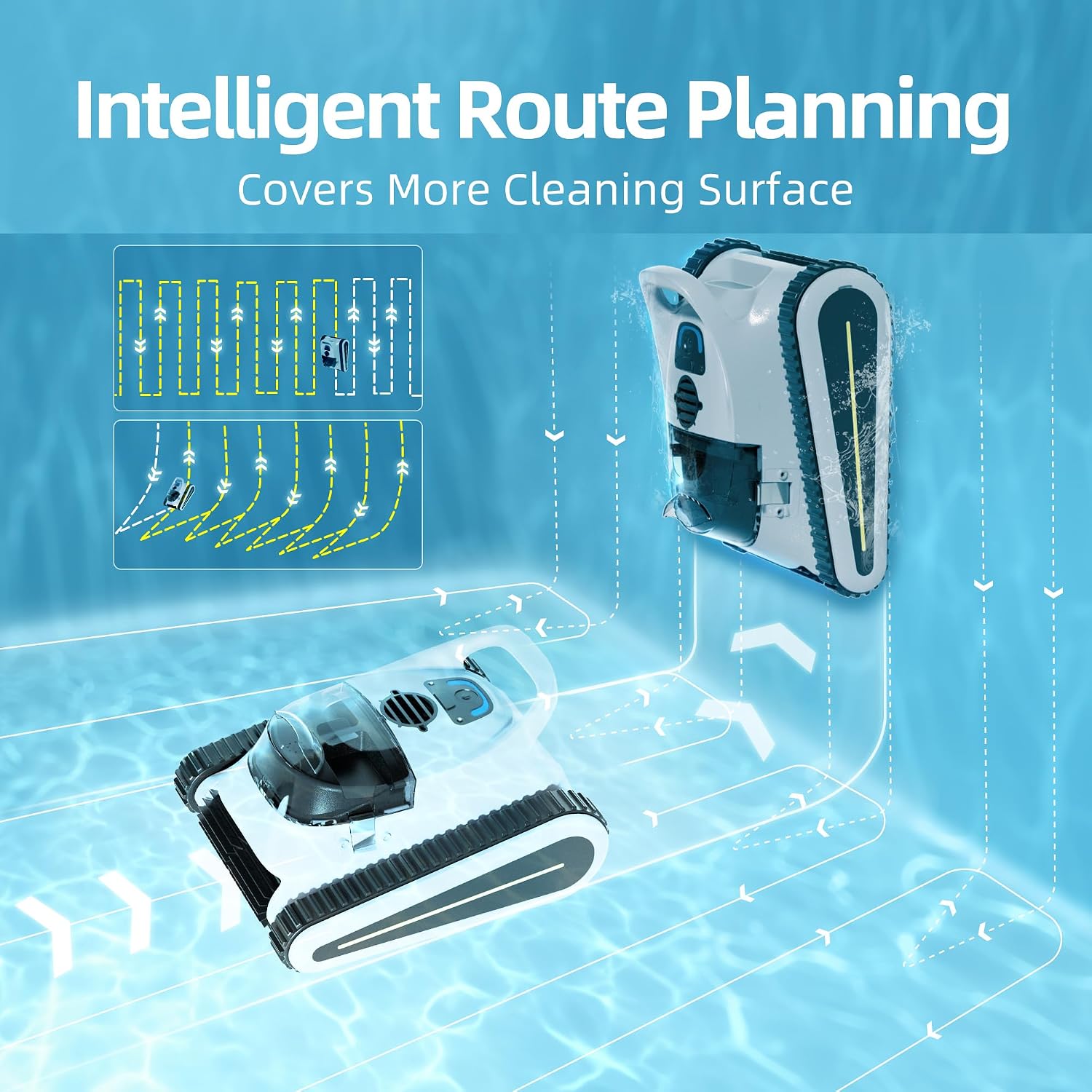 (2025 New) Cordless Pool Vacuum for Inground Pools, Automatic Smart Navigation Robotic Pool Cleaner, 3-in-1 Wall & Waterline Cleaning, Ideal for Inground & Above-Ground Pools Up to 2150 Sq.ft