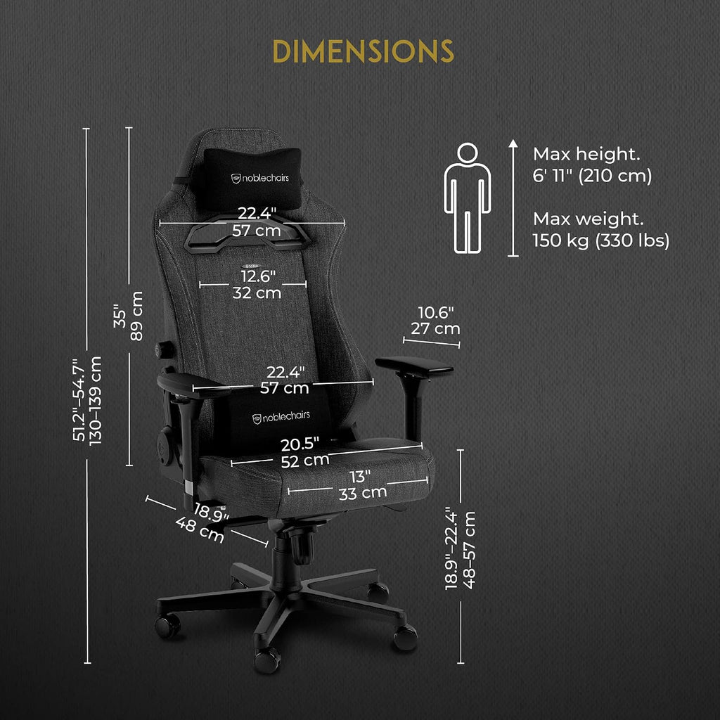 noblechairs Hero ST TX Gaming Chair and Office Chair with Lumbar Support, Anthracite