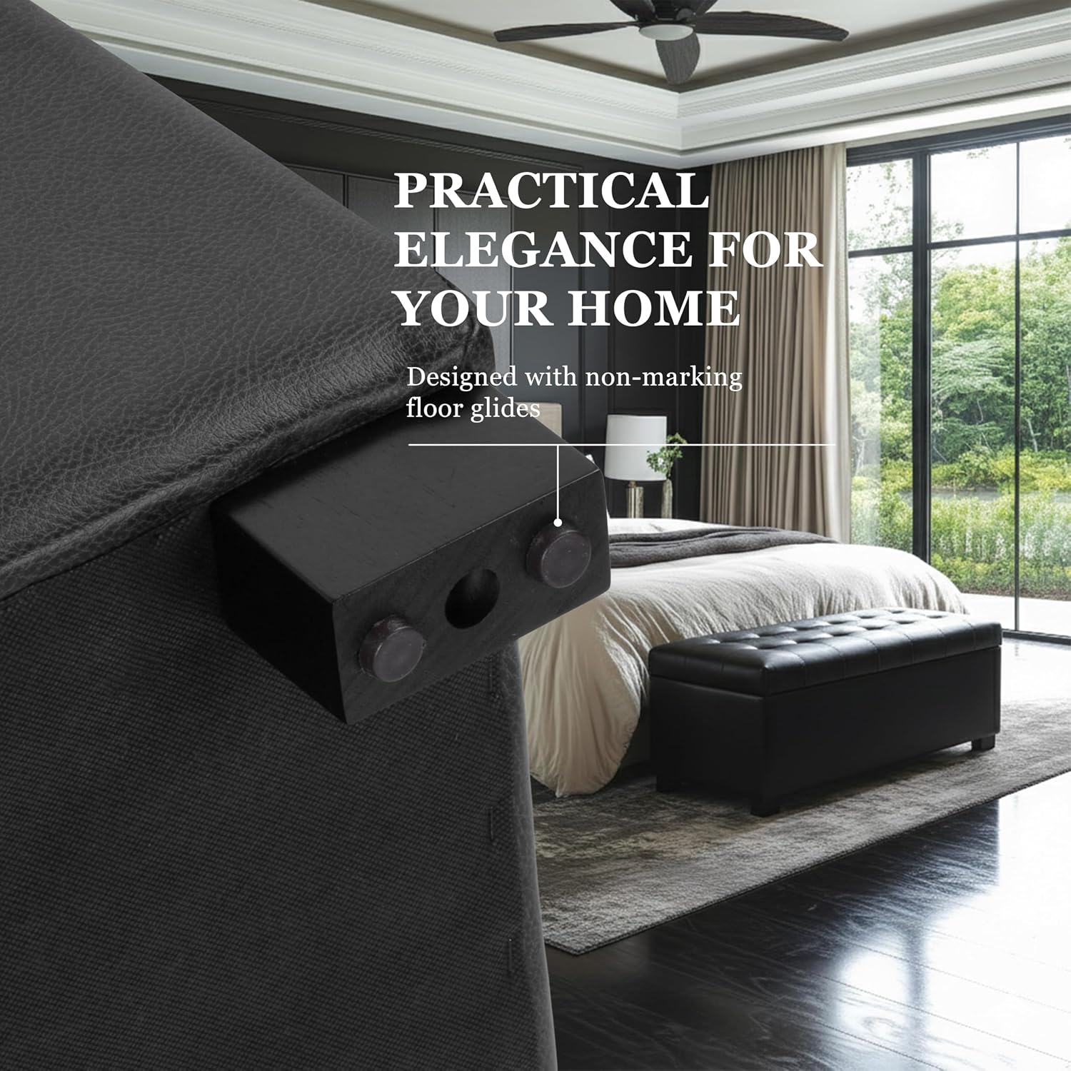 HomePop Large Tufted Storage Bench - Classic Black