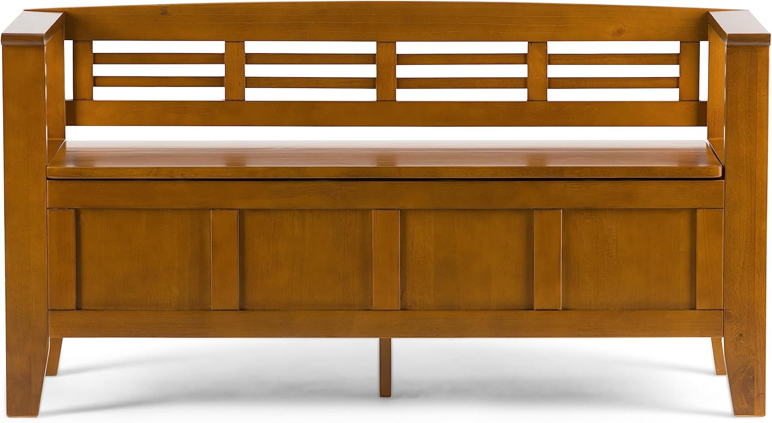 SIMPLIHOME Adams Entryway Storage Bench - 48 inch Wide Solid Wood Hallway Seat in Light Avalon Brown, Contemporary Bench for Entryway or Living Room with Lift-Up Lid and Spacious Storage