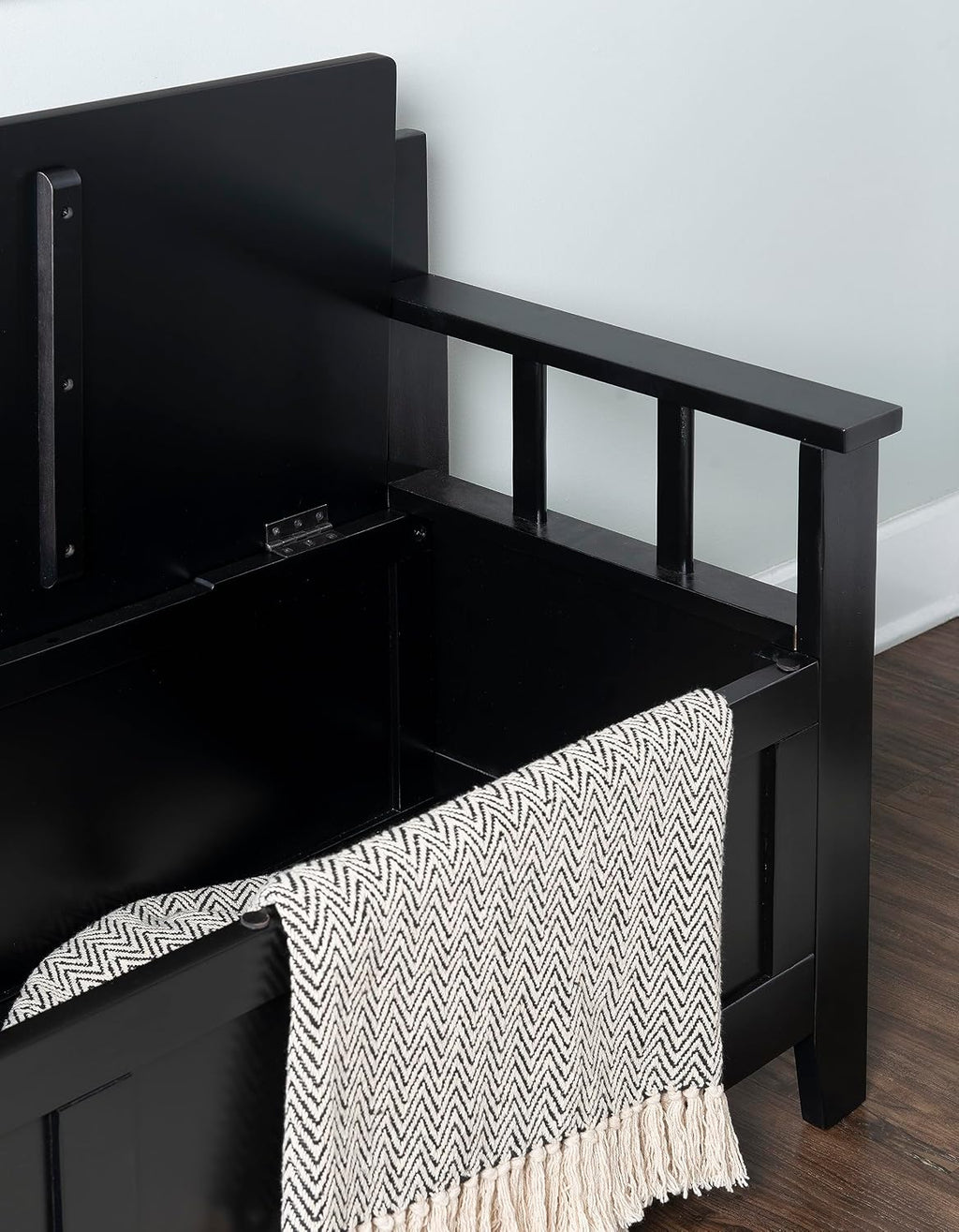 Linon Carlton Padded Bench, 44.5'W x 17'D x 30'H, Black