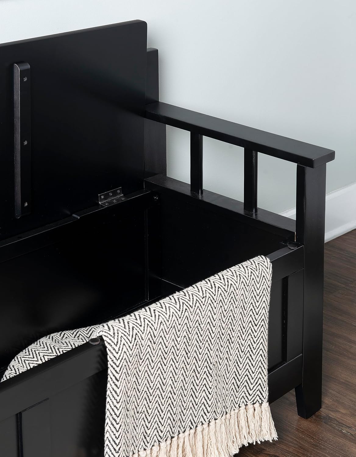 Linon Carlton Padded Bench, 44.5'W x 17'D x 30'H, Black