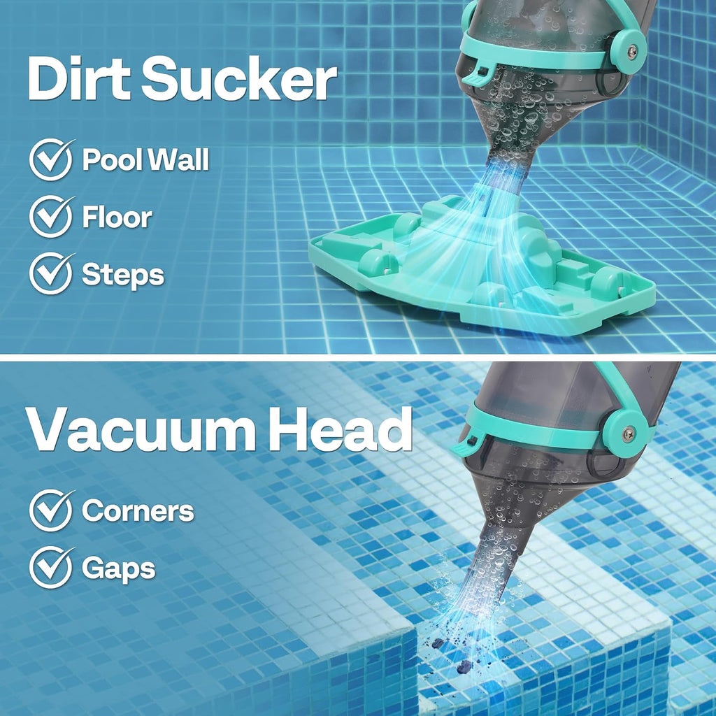 VIVOHOME Cordless Pool Vacuum with Telescopic Pole, Powerful Suction up to 18.5 GPM, 60 Mins Running Time, Handheld Rechargeable Swimming Pool Cleaner for Pools/Spas/Hot Tubs - Green