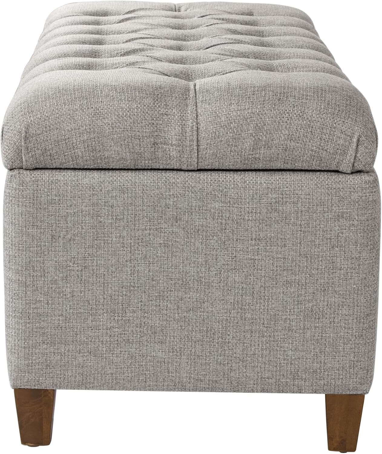 Homepop Home Decor Tufted Ainsley Button Storage Ottoman Bench with Hinged Lid Ottoman Bench with Storage for Living Room & Bedroom, Gray Fabric