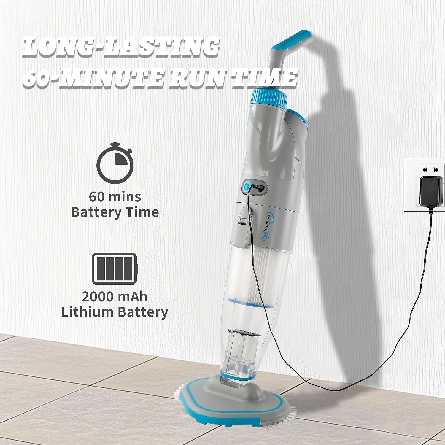 50 Handheld Pool Vacuum, Dual Filtration Cleaner for Above Ground Pools, 32 GPM Strong Suction for Leaves, Sand & Debris, 60-Min Runtime, Ideal for Steps, Corners & Spa