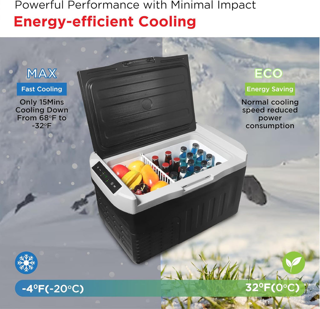 Frigidaire 2-in-1 Portable 12/24V DC & 110-240V AC Compressor Fridge Freezer – Compact for Travel, Car, Camping, Road Trips, Home, Dual Voltage 21qt