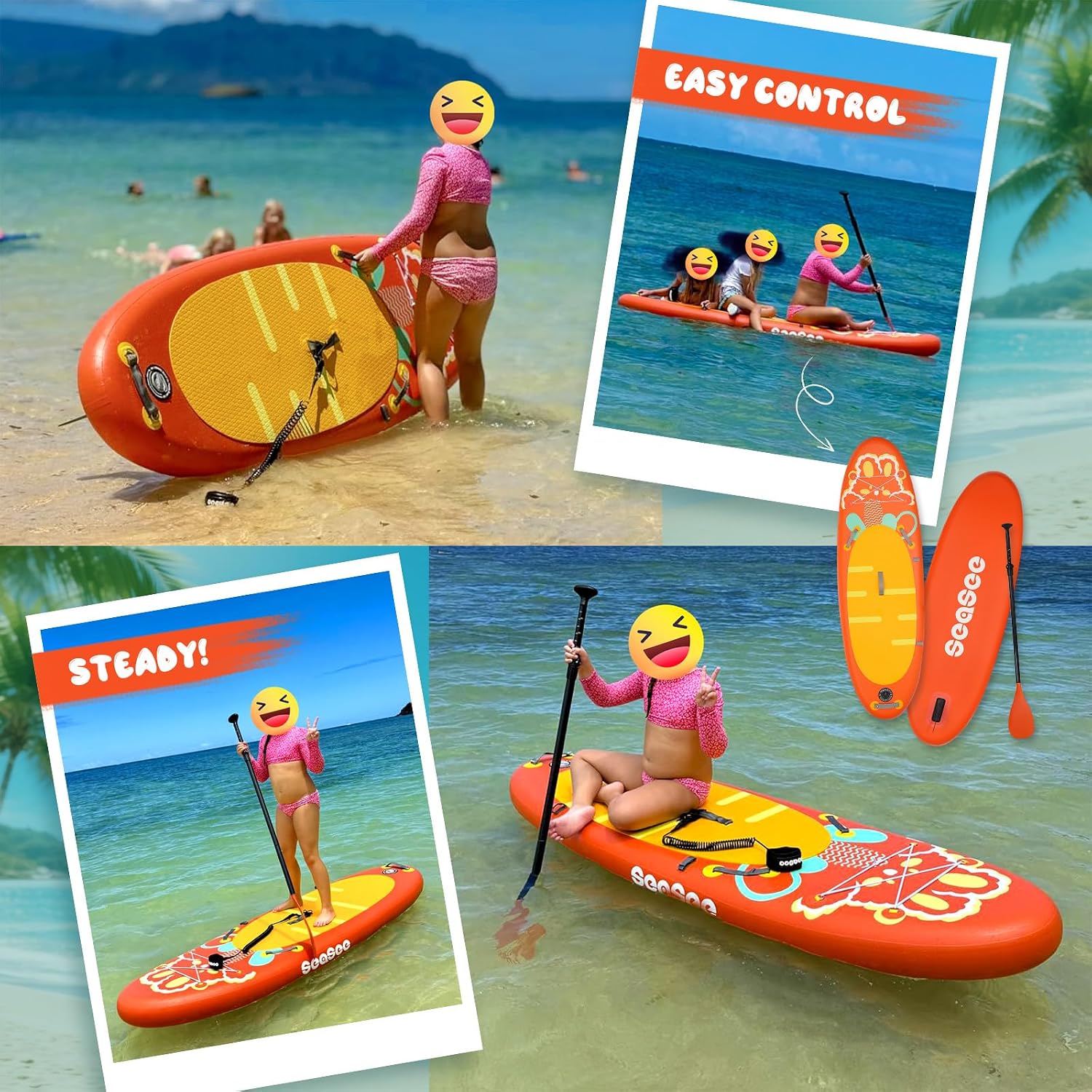 Kids Stand Up Paddle Board with Inflatable SUP Accessories, Durable, Lightweight, Wide Stable Design, Non-Slip Comfort Deck,Inflatable Paddle Board for Kid & Youth