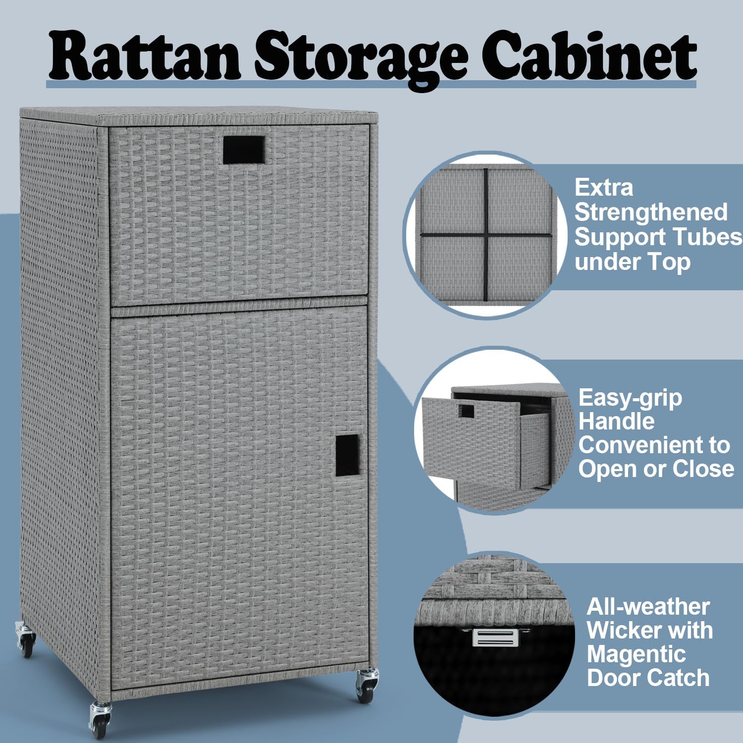 Outdoor Pool Towel Storage Cabinet Outdoor Towel Rack For Pool With Shelf & Drawer Pool Towel Holder With Rolling Wheels Hot Tub Towel Rack W/Waterproof Cover Poolside Towel Valet Caddy For Spa Grey