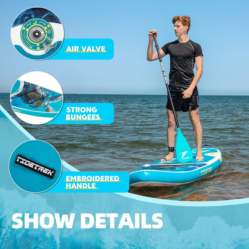 11'/11'6' x 33'/34' x 6' Inflatable SUP Paddle Board – Extra-Wide, Stable Stand Up Paddle Board with Premium Full Accessory Set for Adults & Youth