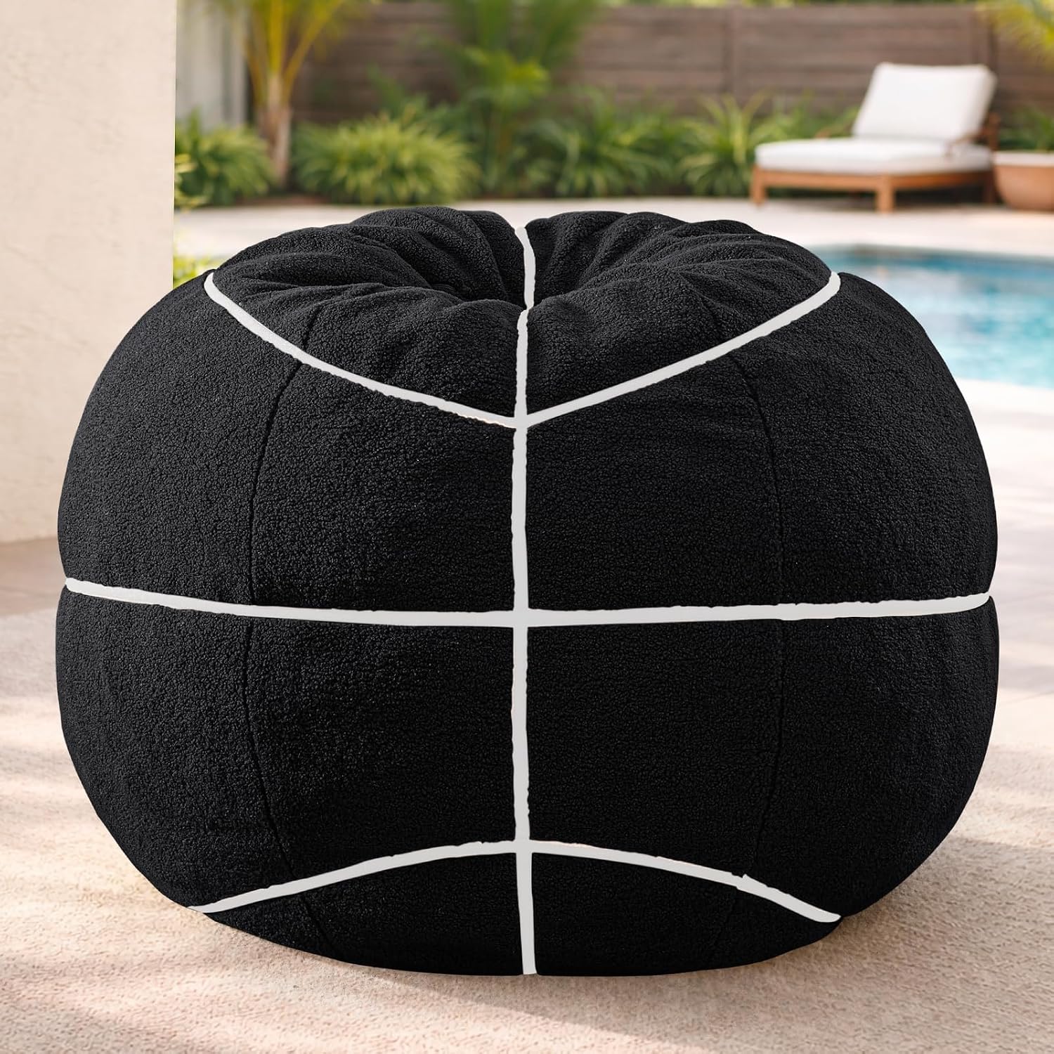 Sports Black Basketball Bean Bag Chair - Giant Bean Bag Chairs for Adults and Kids - Oversized Bean Bag Sofa Couch with Filler - Plush BeanBag Furniture for Living Room Bedroom Dorm Office - 44 Inch