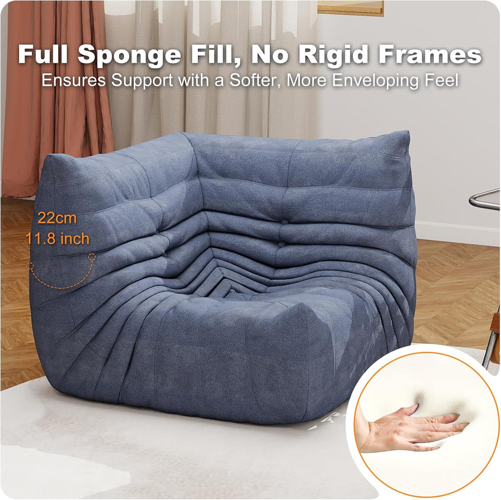 Full Foam Corner Chair – Comfortable Floor Couch for Adults, Waterproof Upholstery, Armless Fireside Lounge Chair for Living Room, Apartment, or Office (Grey)