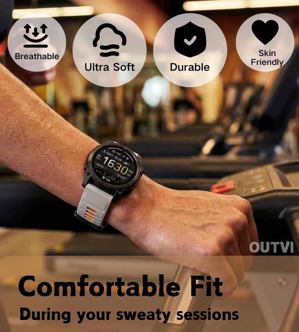 for Fenix 5/Fenix 6/Fenix 7 Band 22mm Silicone – Quickfit 22 Watch Bands for Garmin Fenix 8 47mm/Fenix 5 Plus/Fenix 6 Pro/Fenix 7 Pro Sapphire Solar/Forerunner 935– Soft Rugged Sports Strap Men Women