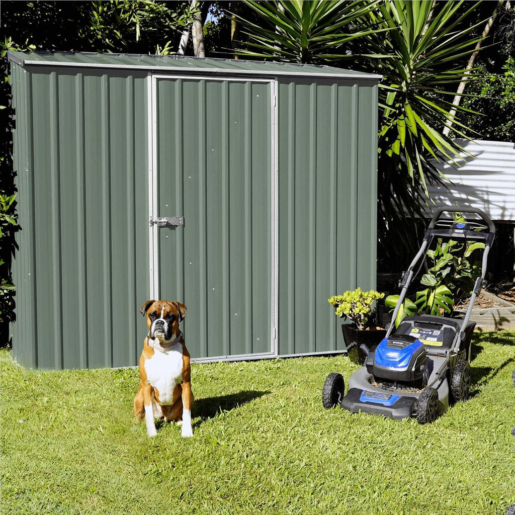 ABSCO 7' x 3' Space Saver Shed, Aluminum and Steel Utility Tool Shed, Outdoor Storage for Backyard, Lawn Patio, Bikes, Pale Eucalypt Metal Shed