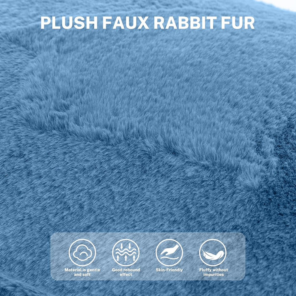 Giant Bean Bag Chair, Comfy Large Bean Bag Chairs for Adults and Kids, Fluffy Faux Rabbit Fur Floor Sofa for Living Room Bedroom Apartment, Light Bule