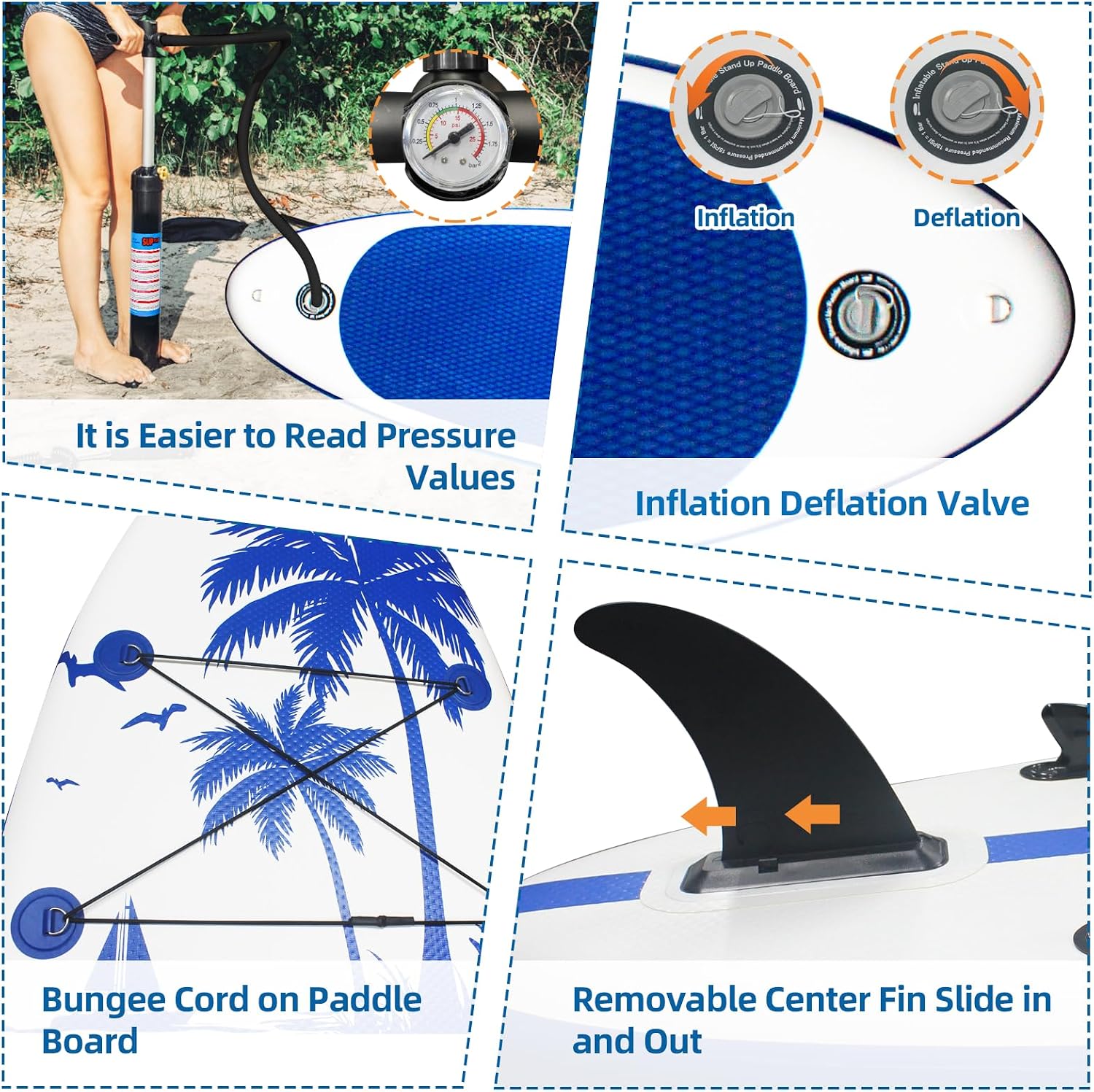Inflatable Stand Up Paddle Board, with Paddle Board Accessories and Waterproof Phone Bag, 33' Wide Stable Design, Anti-Slip EVA Deck for Youth & Adults of All Skill Levels