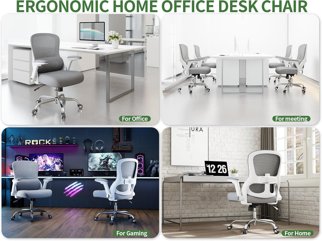 Ergonomic Office Chair: 400LBS Office Computer Desk Chair with High Back Mesh and Adjustable Lumbar Support Rolling Work Swivel Task Chairs with Wheel 3D Armrests, Ergo Gaming Chair (Grey)