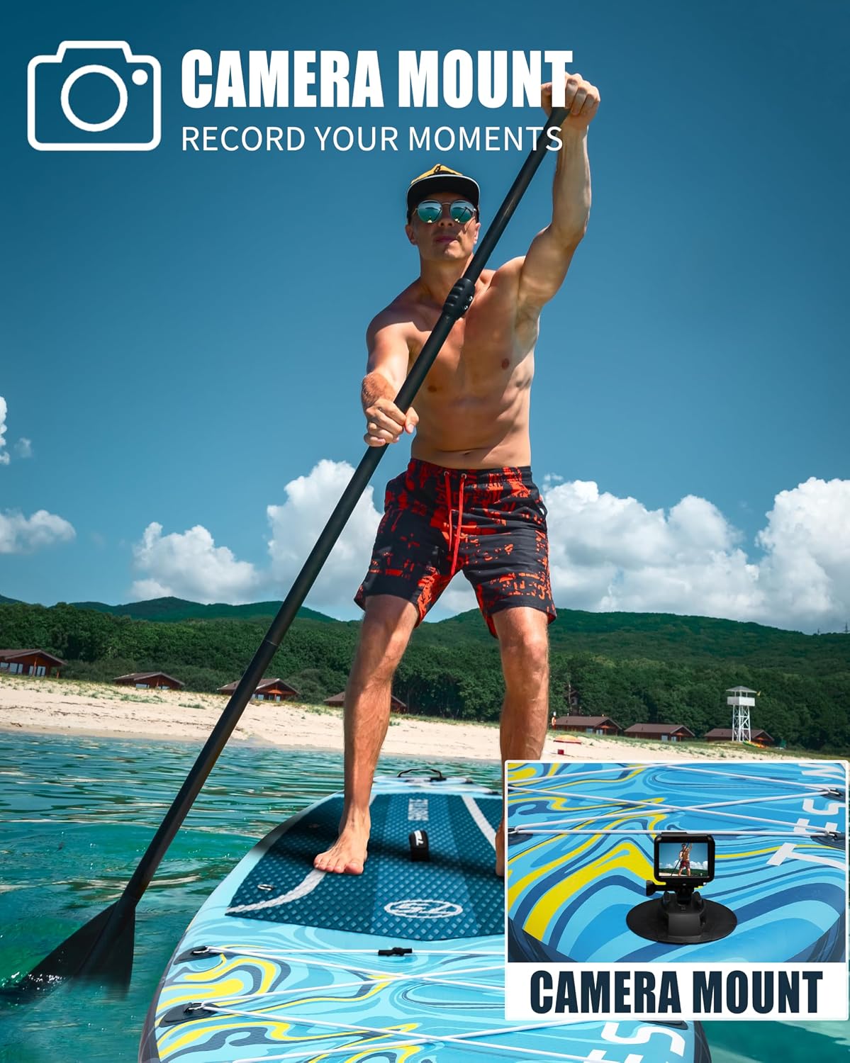 11'6x35'' Extra Wide Inflatable Paddle Board,All-Round Ultra Stable Stand Up Paddleboards with Plus Kits for 450lb,Dual Bungees, Camera Mount, 100L Backpack, Dual-Action Pump