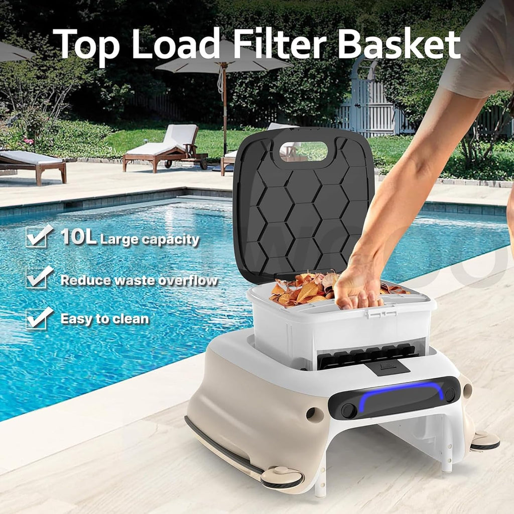 Automatic Cordless Pool Cleaning Robot, Electric Pool Skimmer, with 7800mAh Rechargeable Battery, Cleans Pools, Spas, Removes Debris