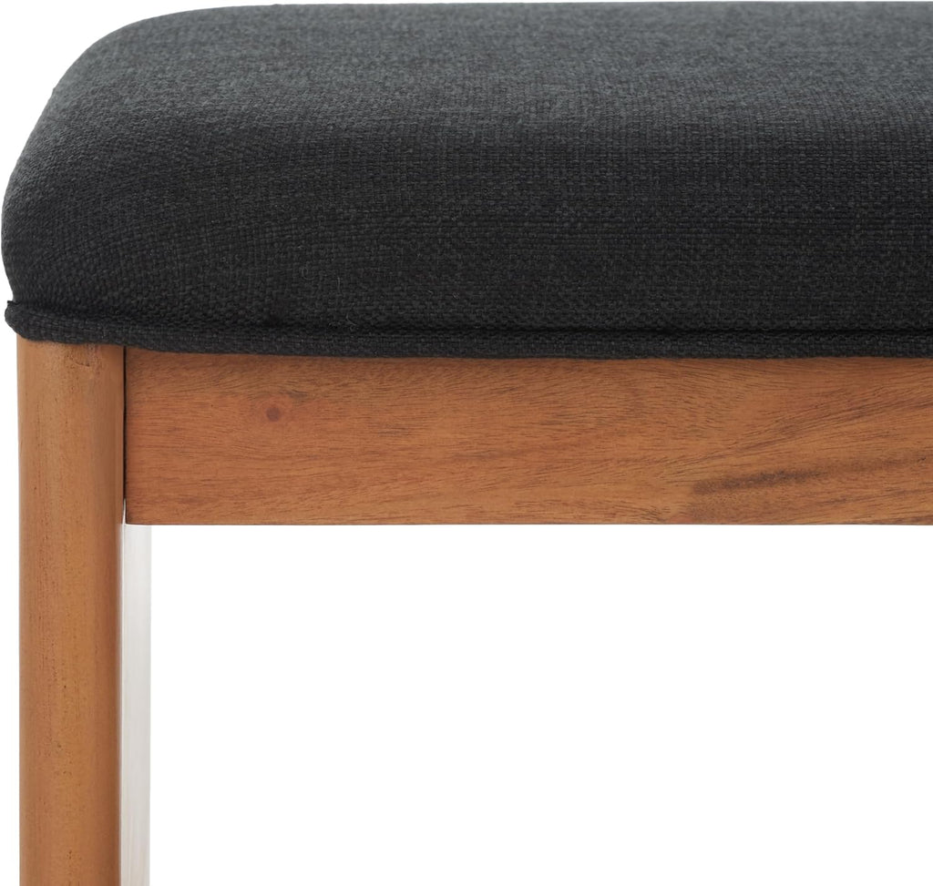 SAFAVIEH Home Collection Solo Black/Natural Open Shelf Bench with Cushion
