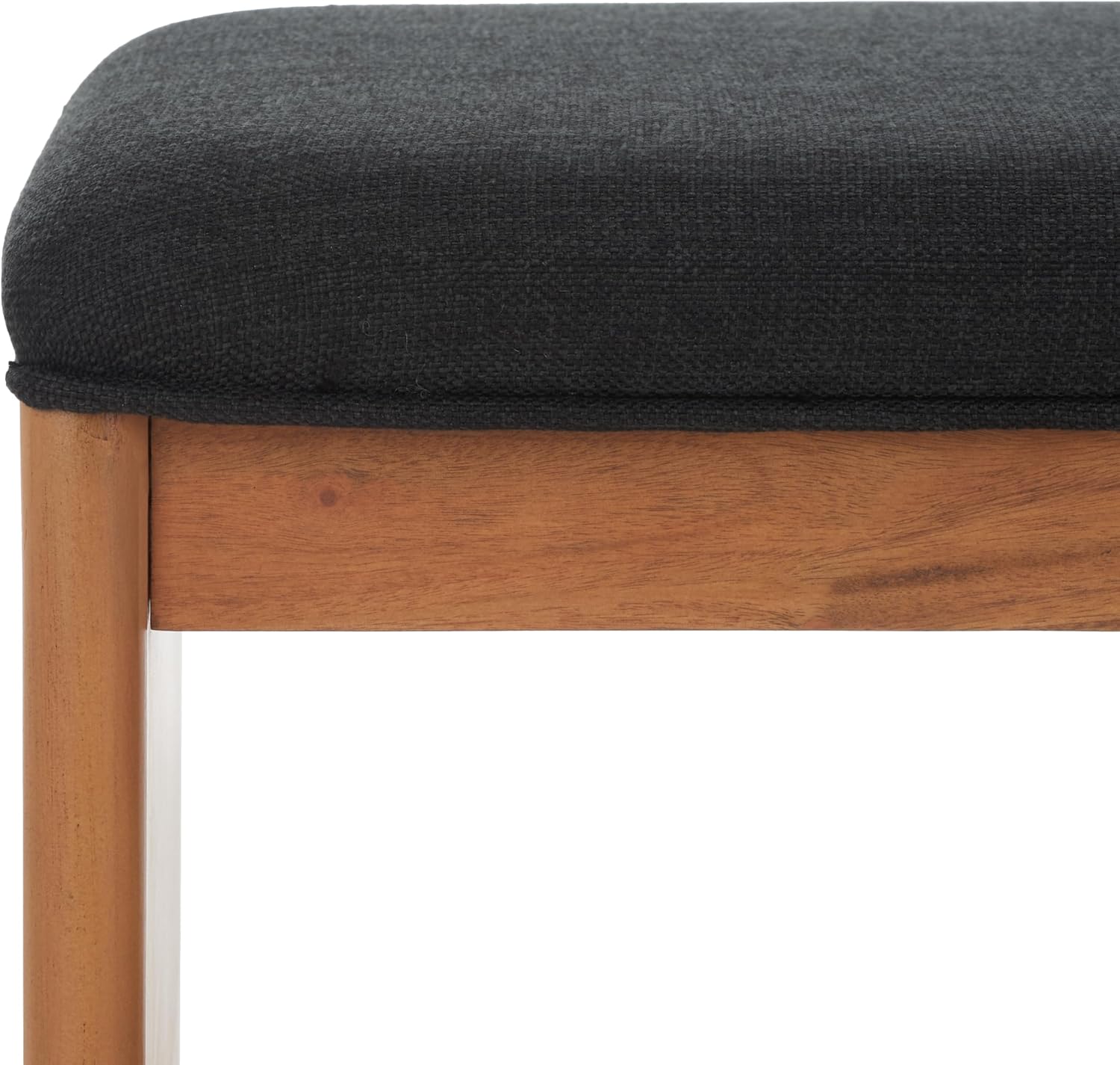 SAFAVIEH Home Collection Solo Black/Natural Open Shelf Bench with Cushion