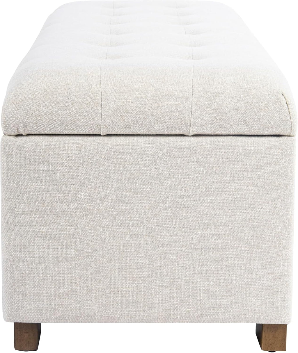 Homepop Home Decor | Upholstered Large Tufted Ottoman Storage Bench | Ottoman with Storage for Living Room & Bedroom | Decorative Home Furniture, Light Gray