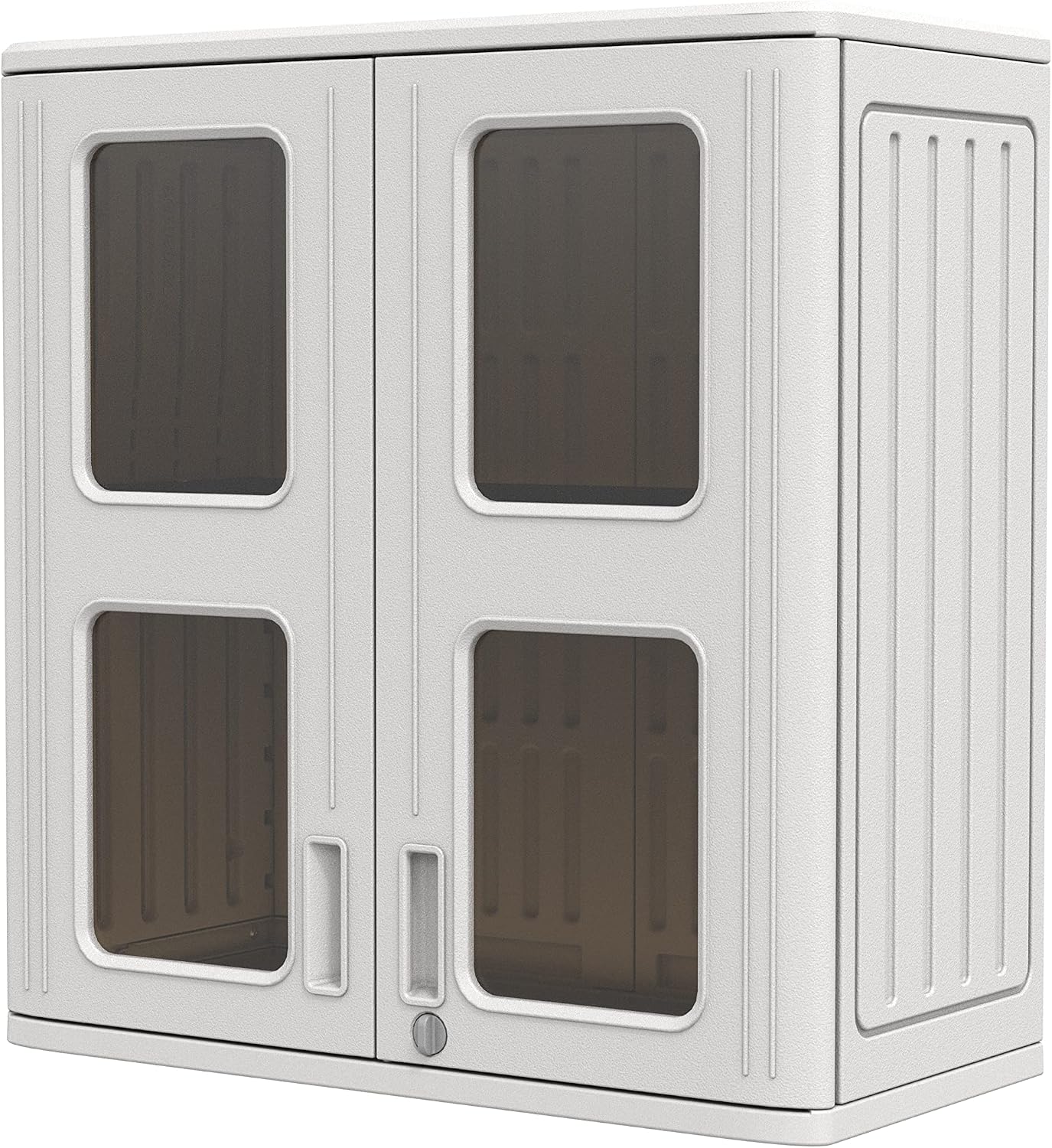 Mrosaa Indoor Outdoor Storage Cabinet Waterproof with Shelf, 13.3' D x 28.9' W x 30.1' H, Lockable Cabinet for Indoor/Outdoor/Garage Storage for Garden Tools/Lawn Care Accessories, White