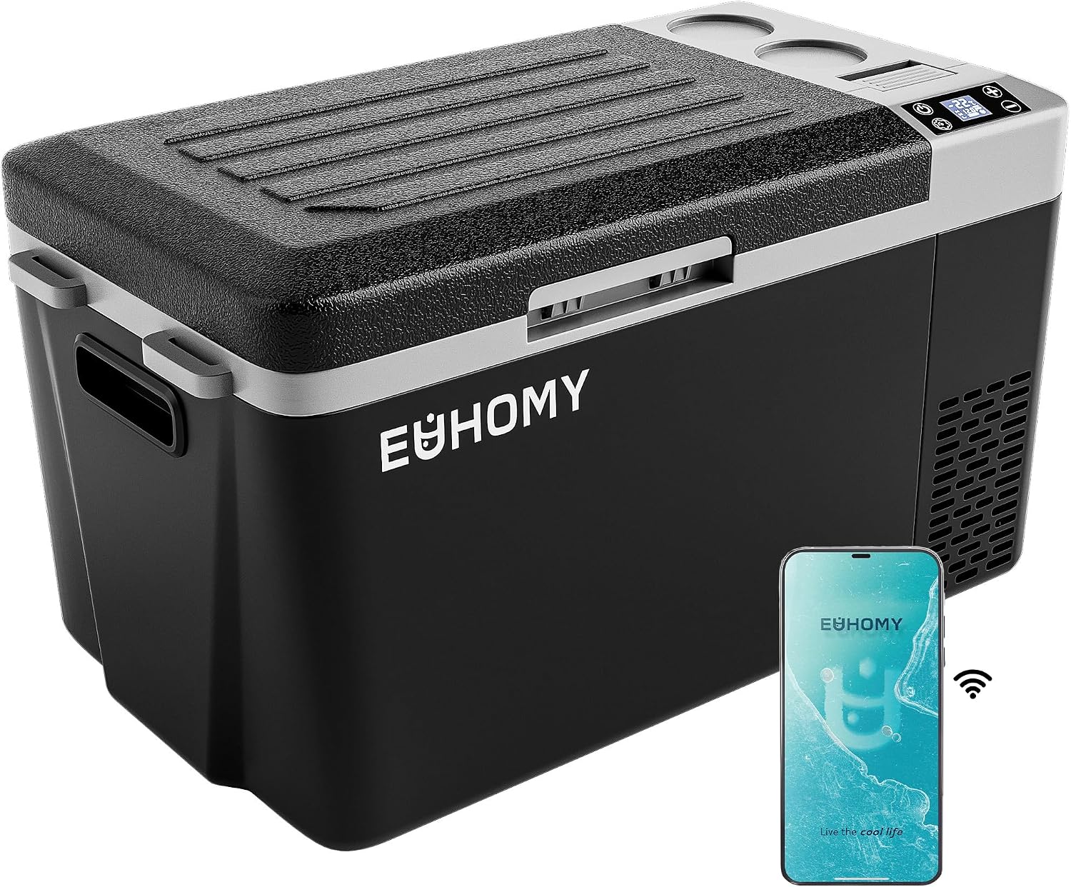 EUHOMY 12 Volt Refrigerator, 24QT(23L) Electric Cooler, Car Fridge APP Control, Car Refrigerator 12/24V DC 100-240V AC, Portable Freezer Usable Battery for Camping, Travel, Truck, Outdoor