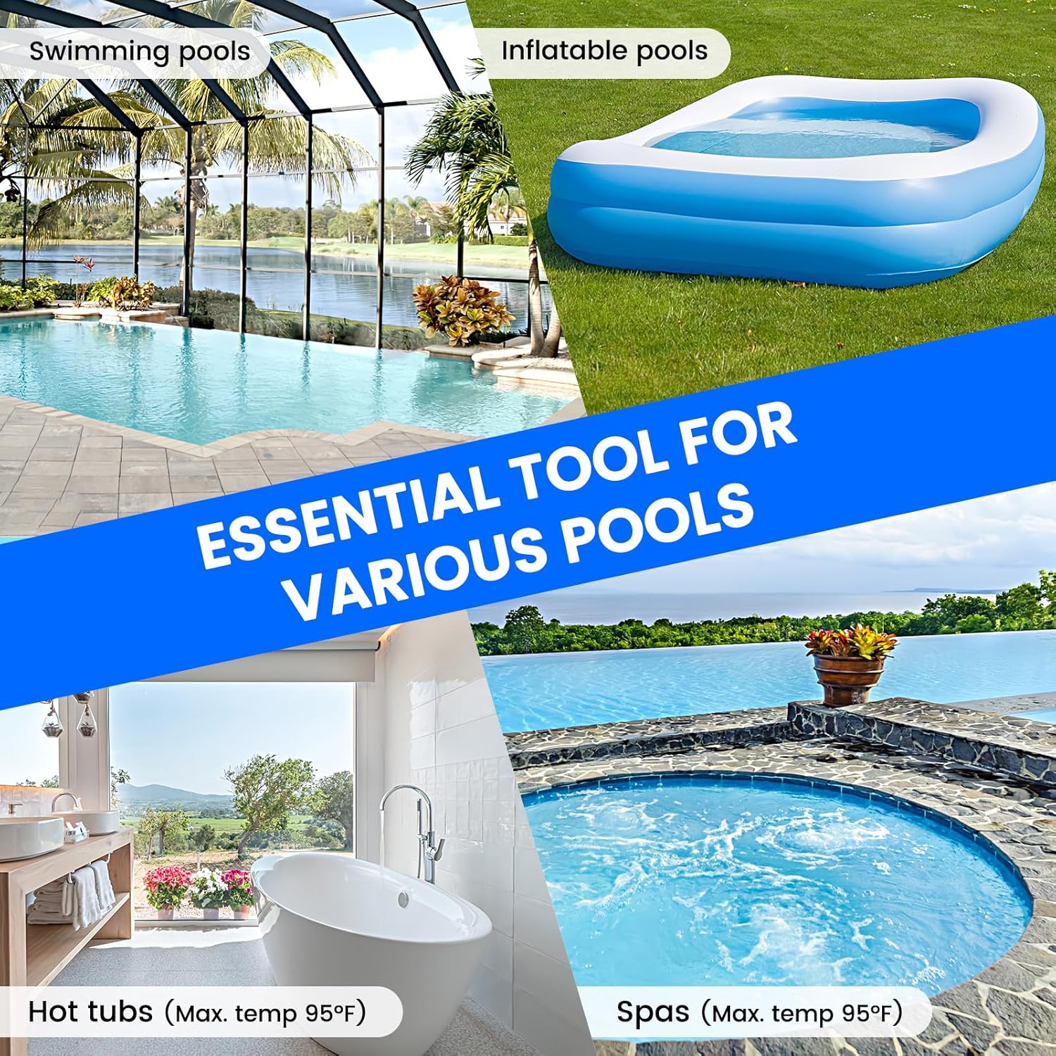 Enhulk Pool Vacuum for Above Ground Pool with a Telescopic Pole, Running time up to 1H, Handheld Rechargeable Pool Cleaner with Powerful Suction up to 18.5 GPM, Ideal for Leaves & Debris, PC10 Pro