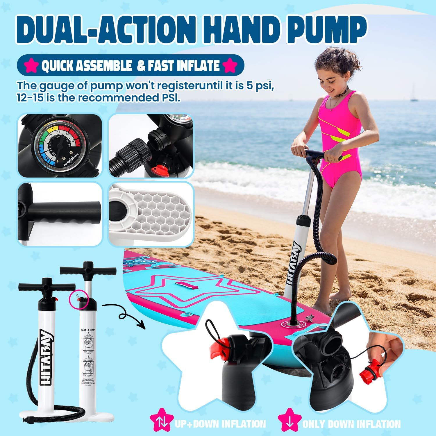 Kids Paddle Board with SUP Accessories, Child Paddle Board Durable, Lightweight, Stable Design, Wide Non-Slip Deck, 7ft 7.6ft 8ft 9.6ft Inflatable Paddle Boards for Kids & Youth