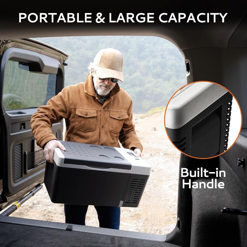 EKOJUCE 12 Volt 19QT(18L) Portable Car Refrigerator, Car Cooler -4℉~60℉, Electric Compressor Cooler 12/24V DC & 110-240V AC, Car Fridge for RV Camping, RV, Truck, Travel, Outdoor, Black