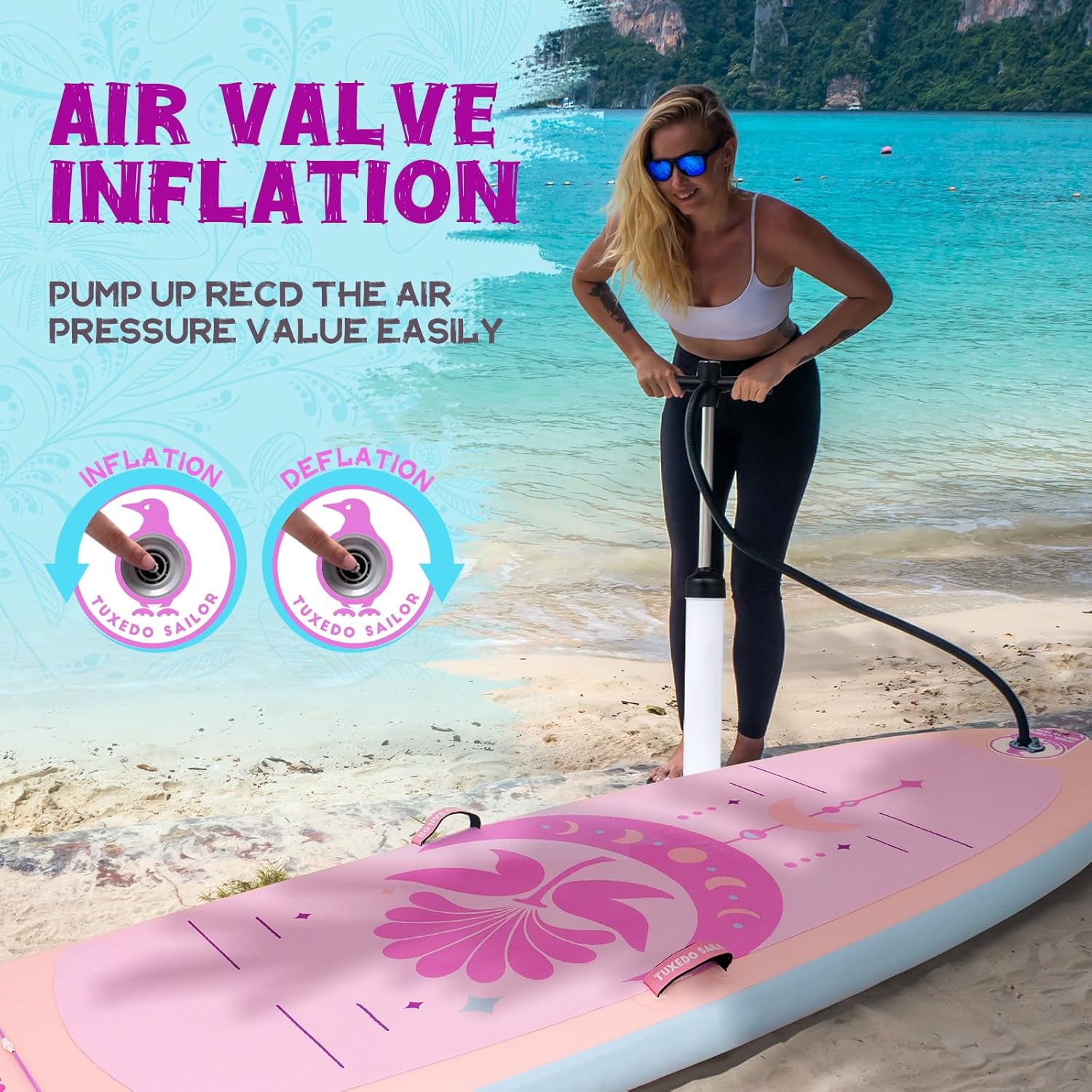 Tuxedo Sailor 10'6'/11' Inflatable Stand Up Paddle Board with SUP Accessories, Anti-Slip EVA Deck and Large Fin, Paddle Boards for Adults & Youth of All Skill Levels